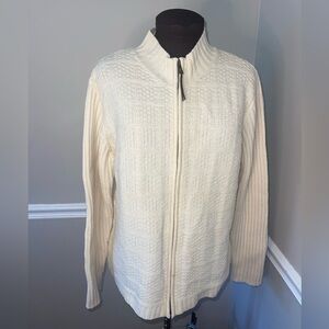 Jillian Jones Wool Cream Sweater‎ Zipper Cardigan Ski Womens XL